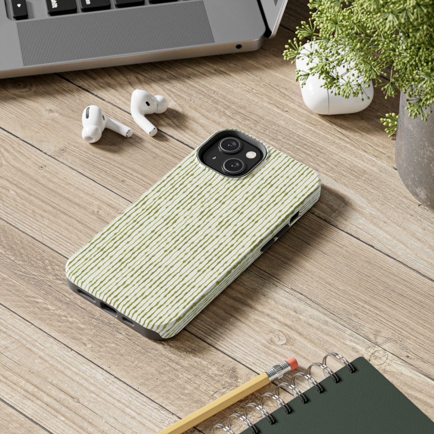 Faux Seersucker White / Green Phone Case