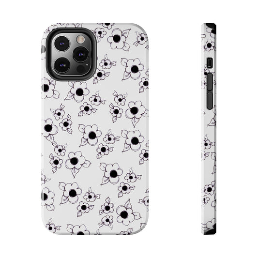 Daisy Cluster White / Black Phone Case