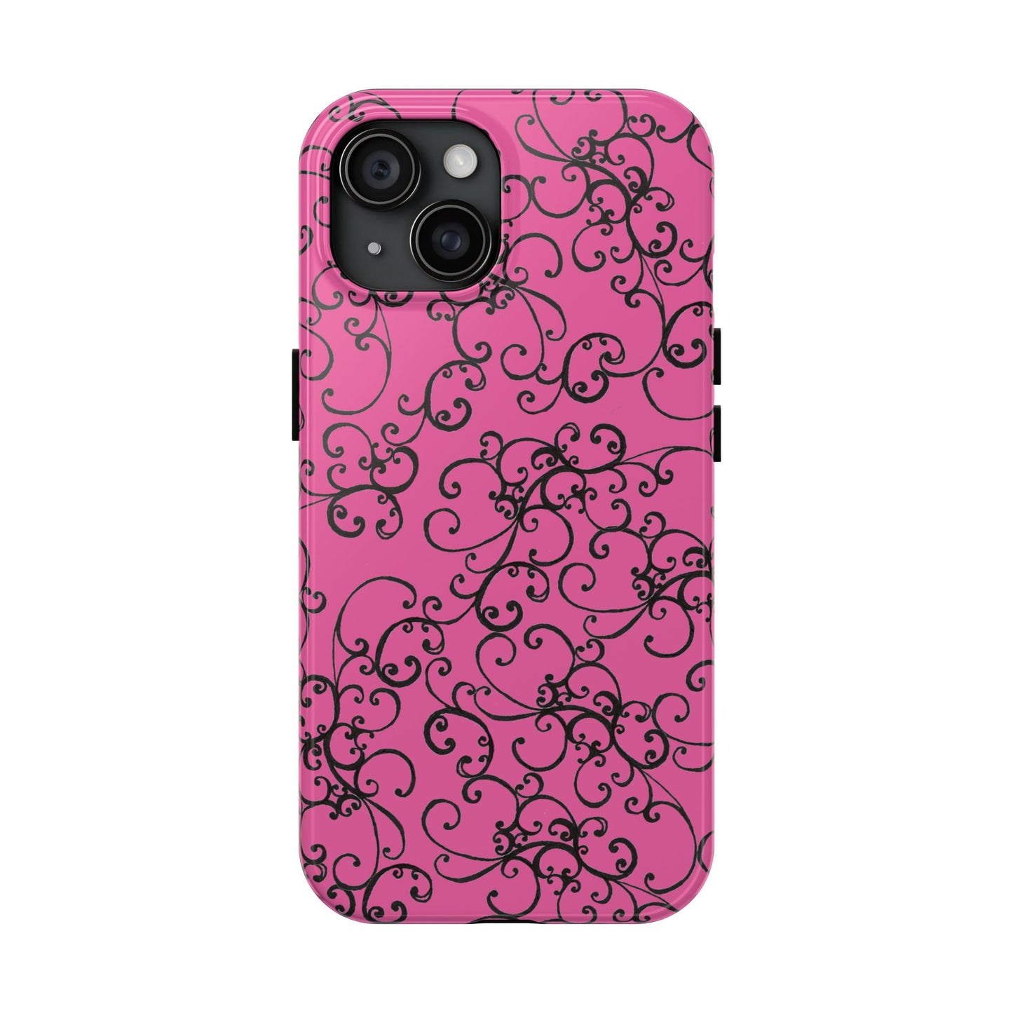 Elegant Scroll Pink / Black Phone Case