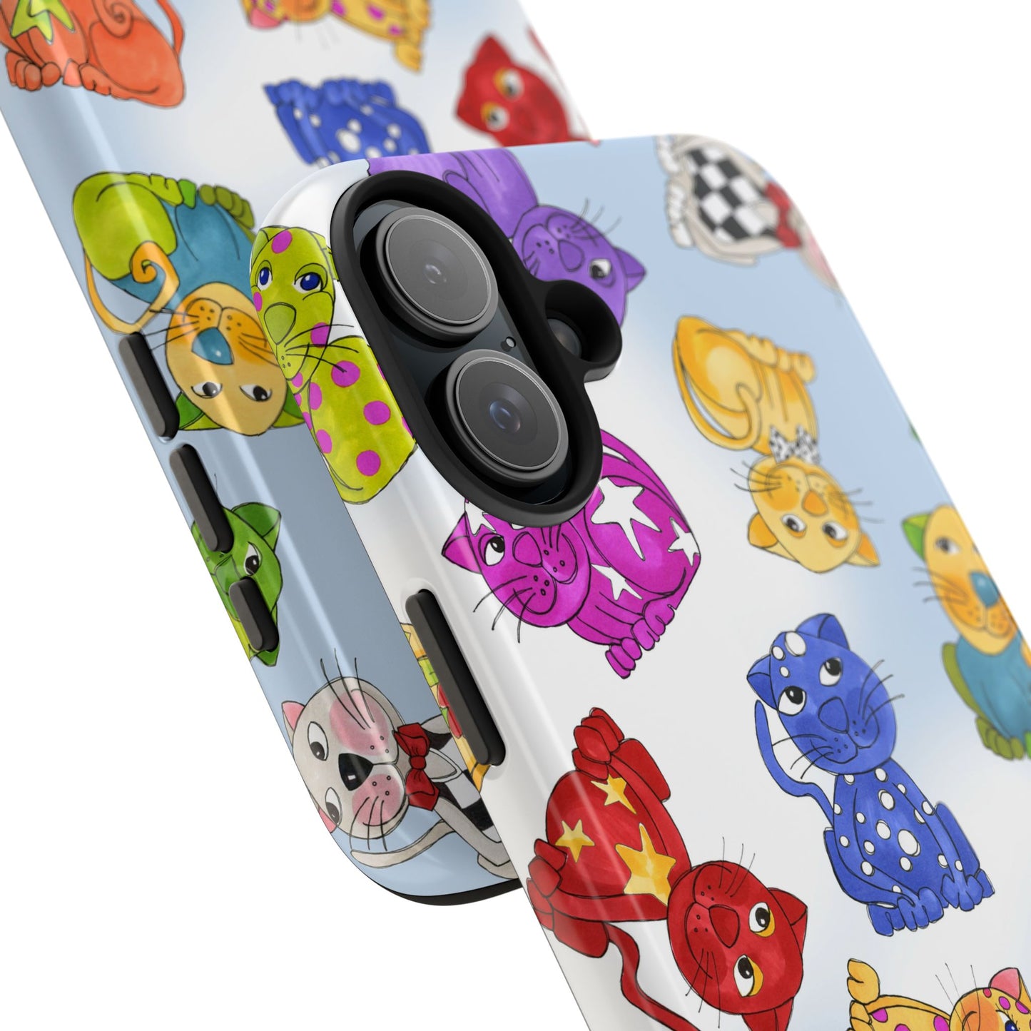 Tossed Happy Cats Blue Sky Phone Case