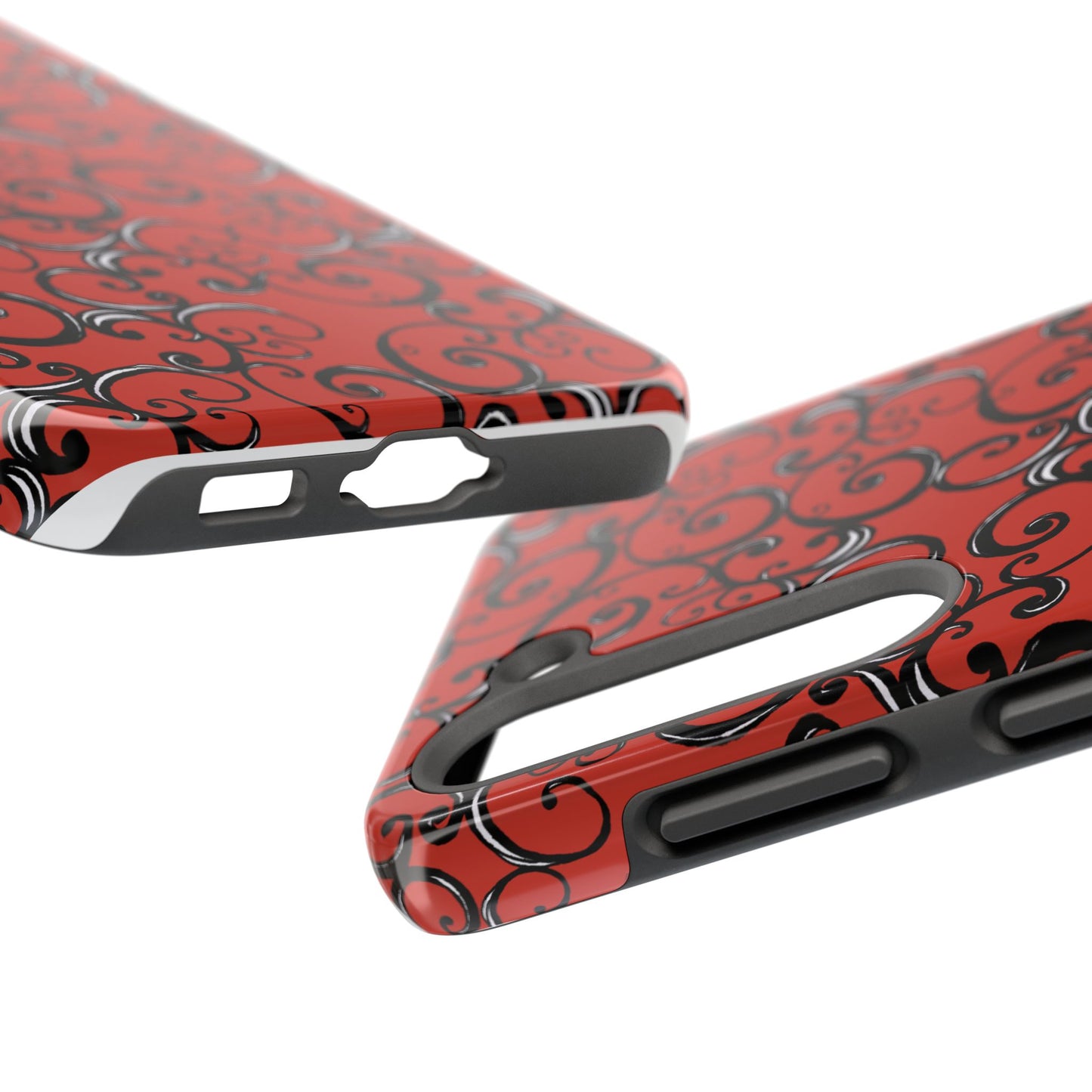 Curls Red / Black Phone Case