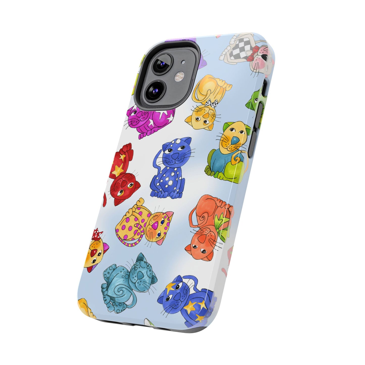 Tossed Happy Cats Blue Sky Phone Case