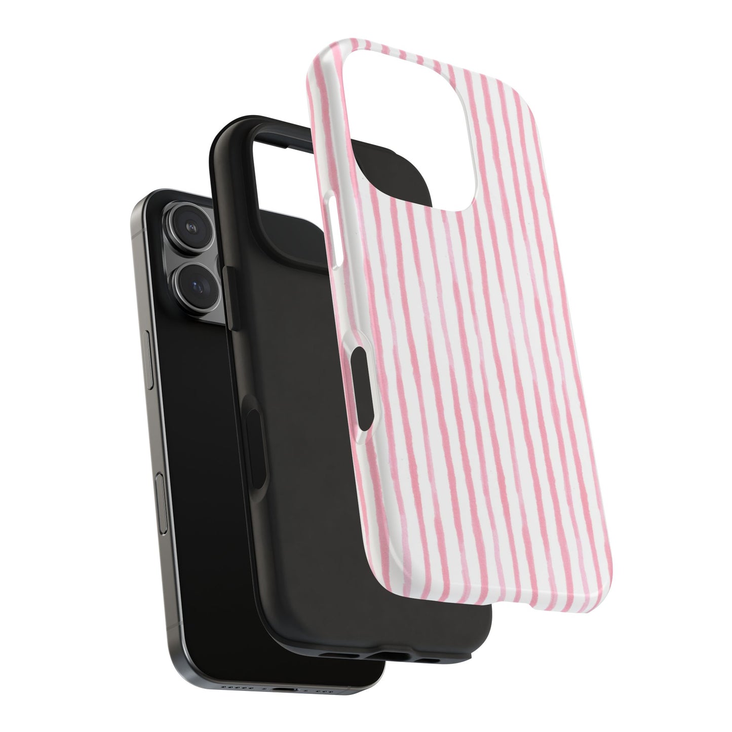 Happy Stripe White / Pink Phone Case