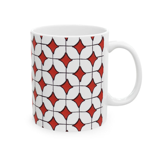 Tile-ish White / Red Cup
