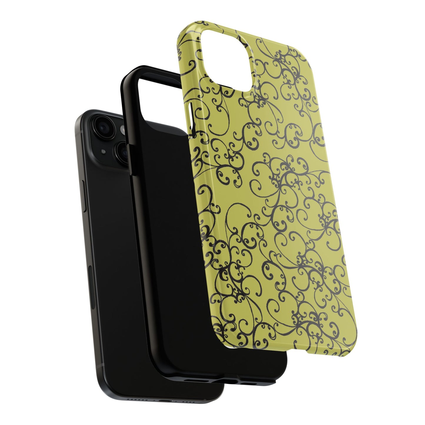 Elegant Scroll Green / Black Phone Case