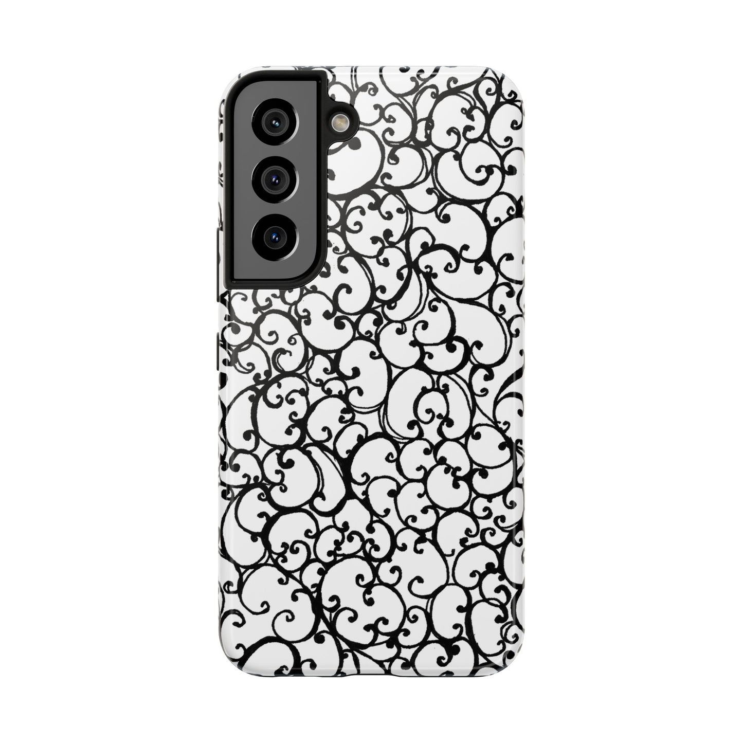 Scrollie White / Black Phone Case