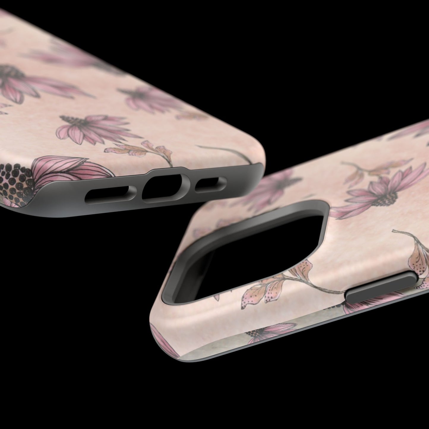 Wild Cone Flowers Pink Marble Phone Case