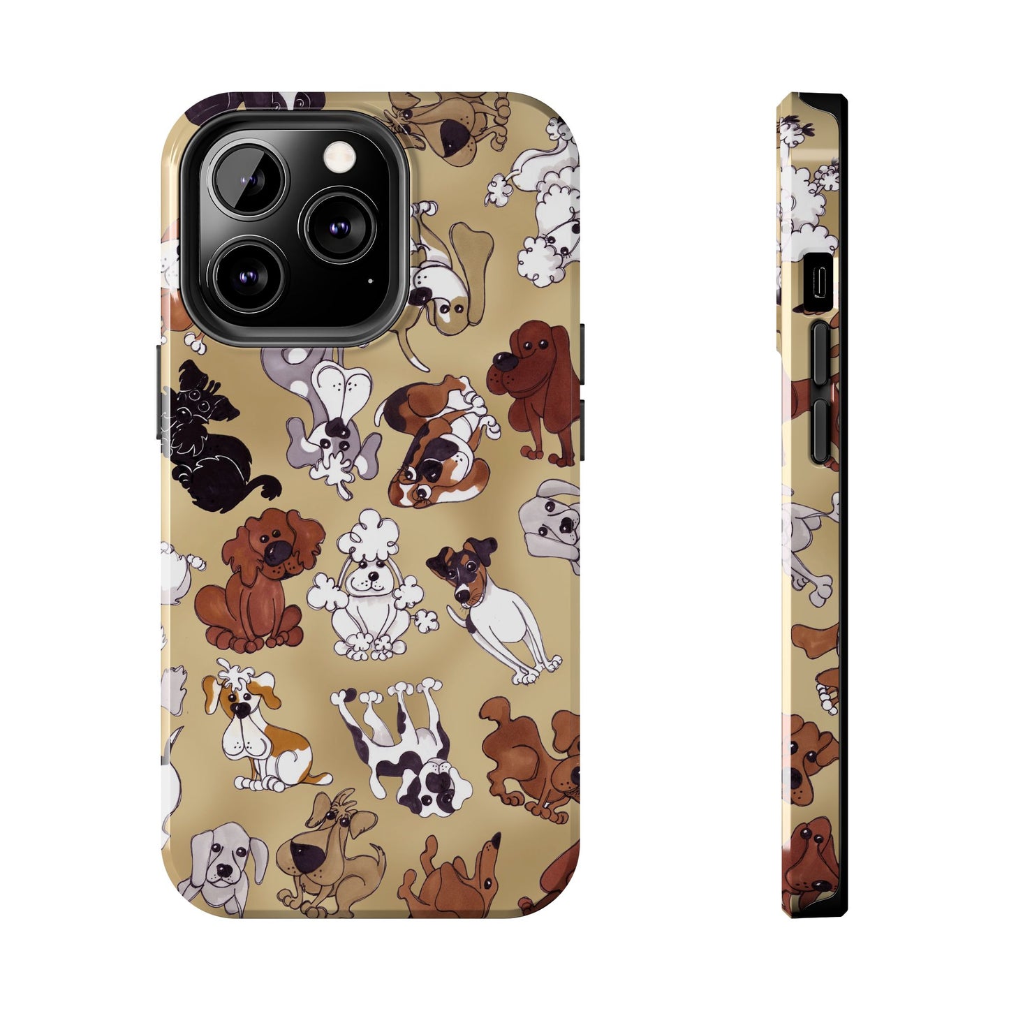 Tossed Doggies Tan Phone Case
