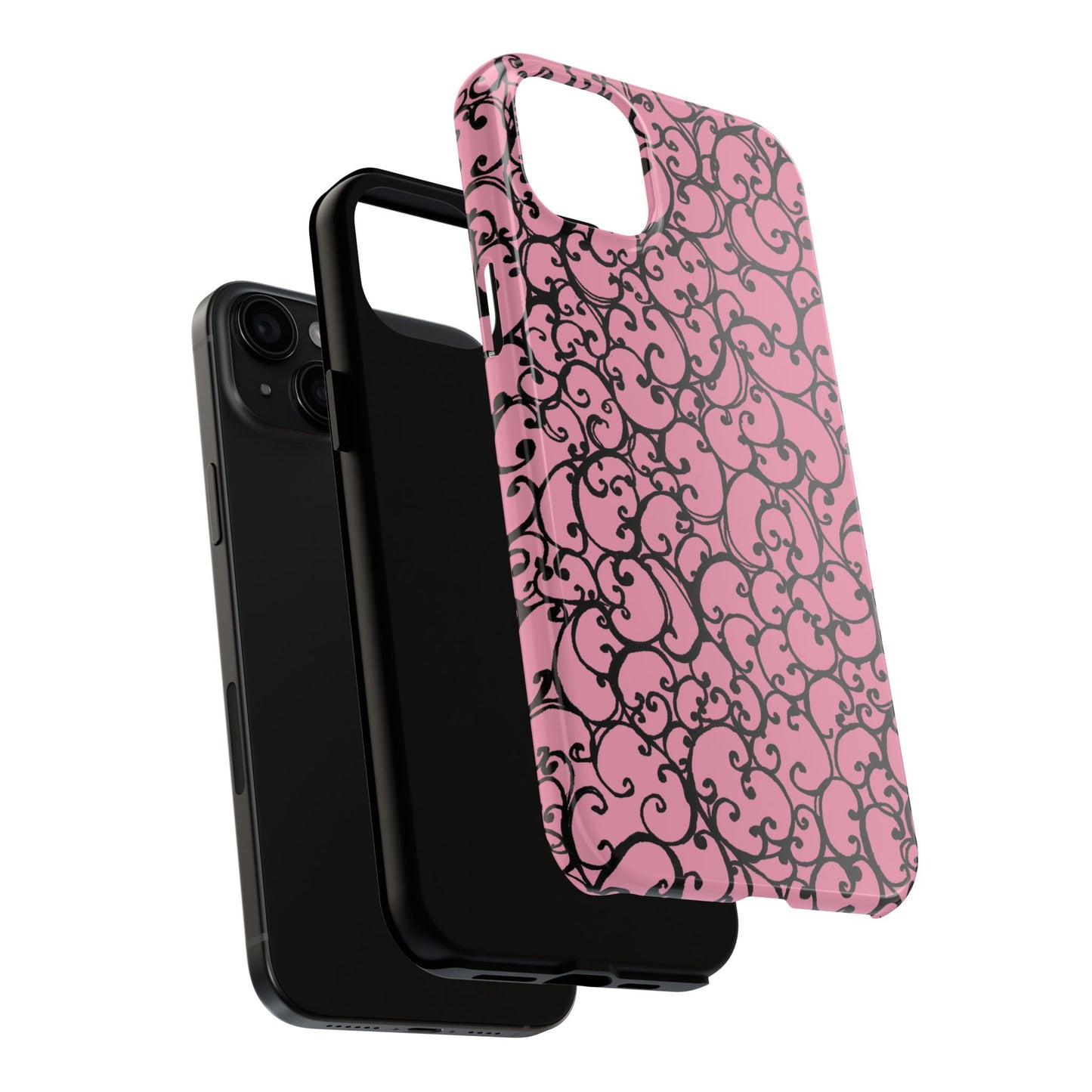 Scrollie Pink / Black Phone Case