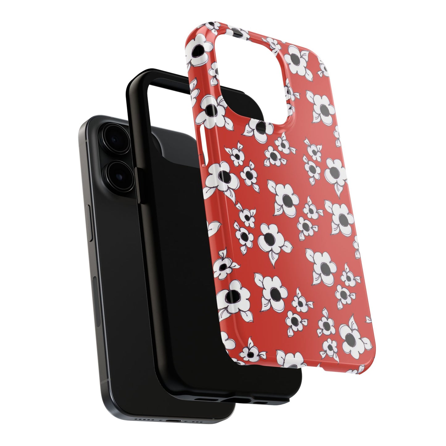 Daisy Cluster Red / Black Phone Case