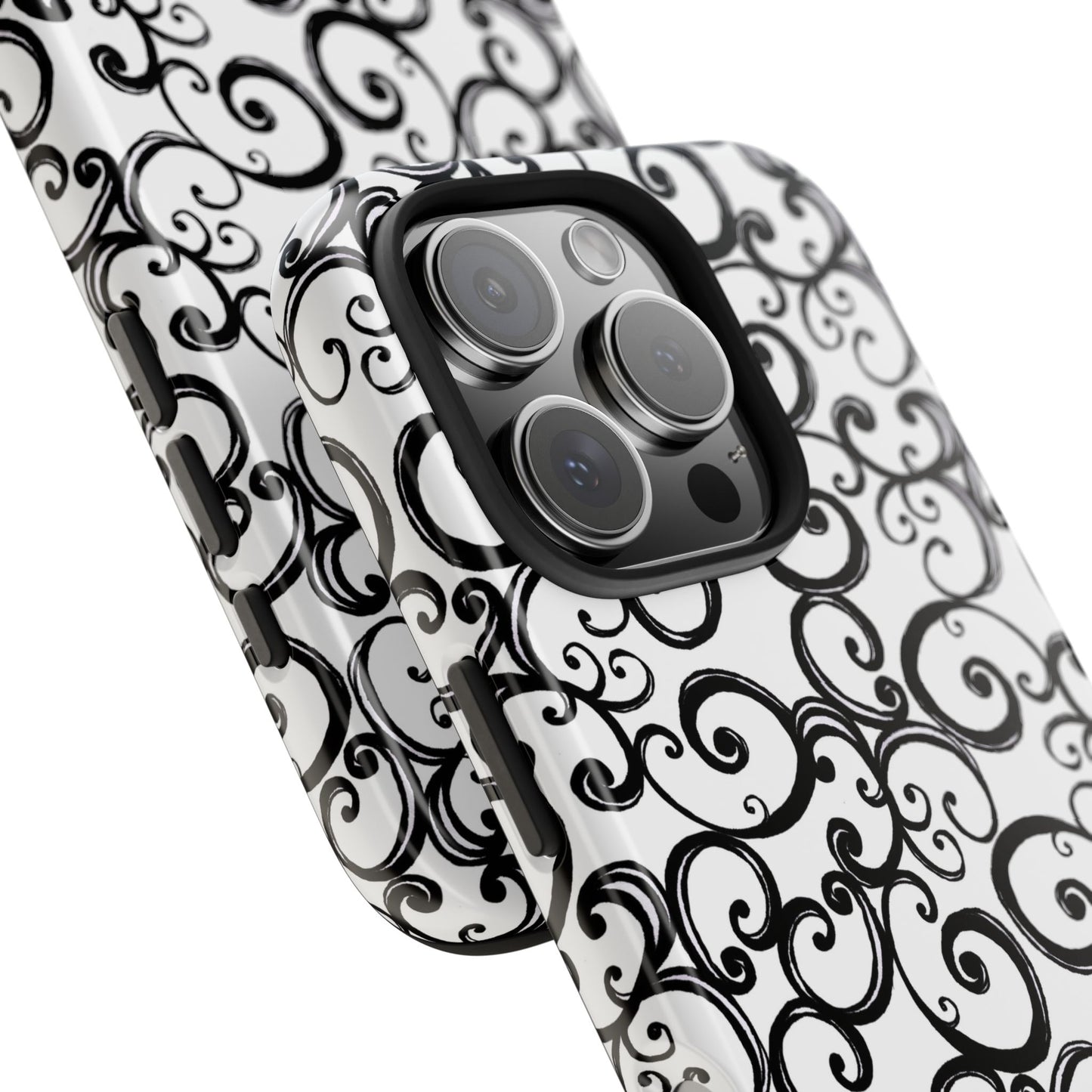 Curls White / Black Phone Case