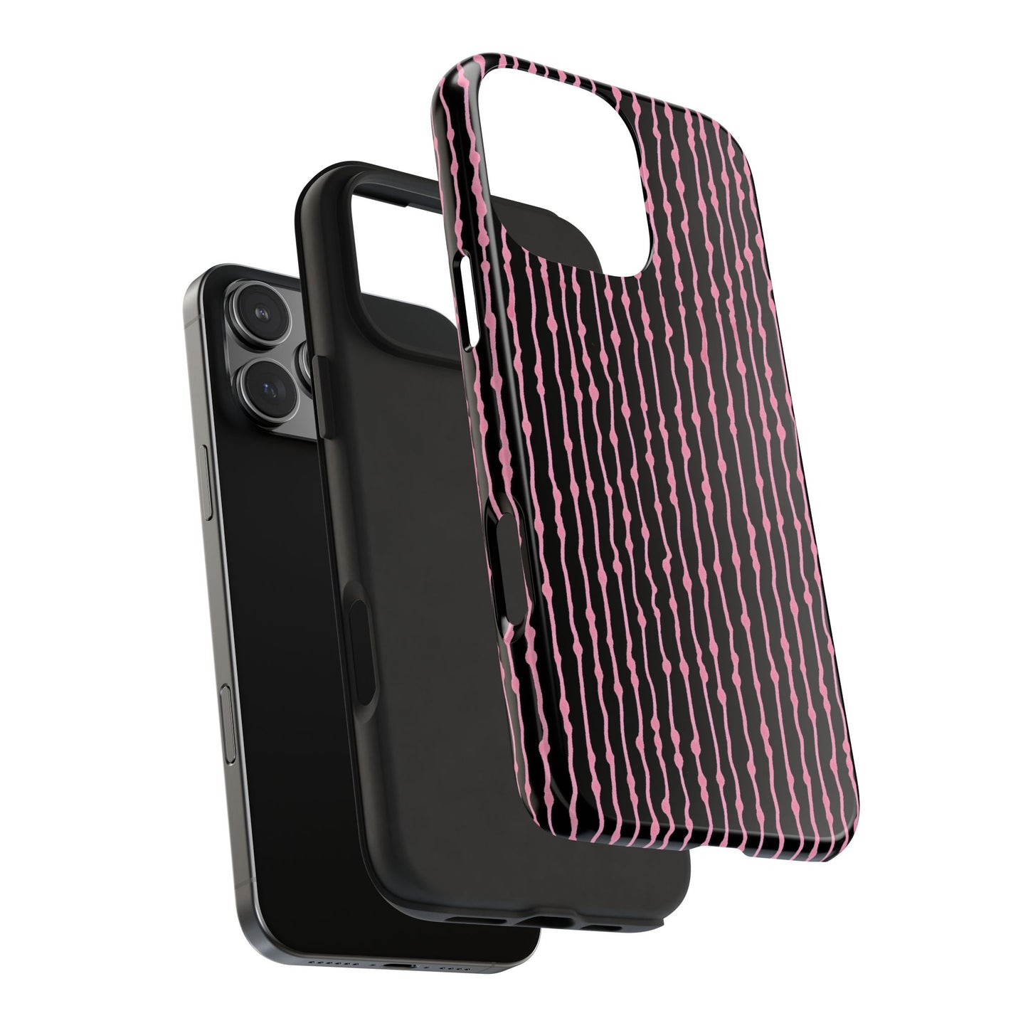 Faux Seersucker Black / Pink Phone Case