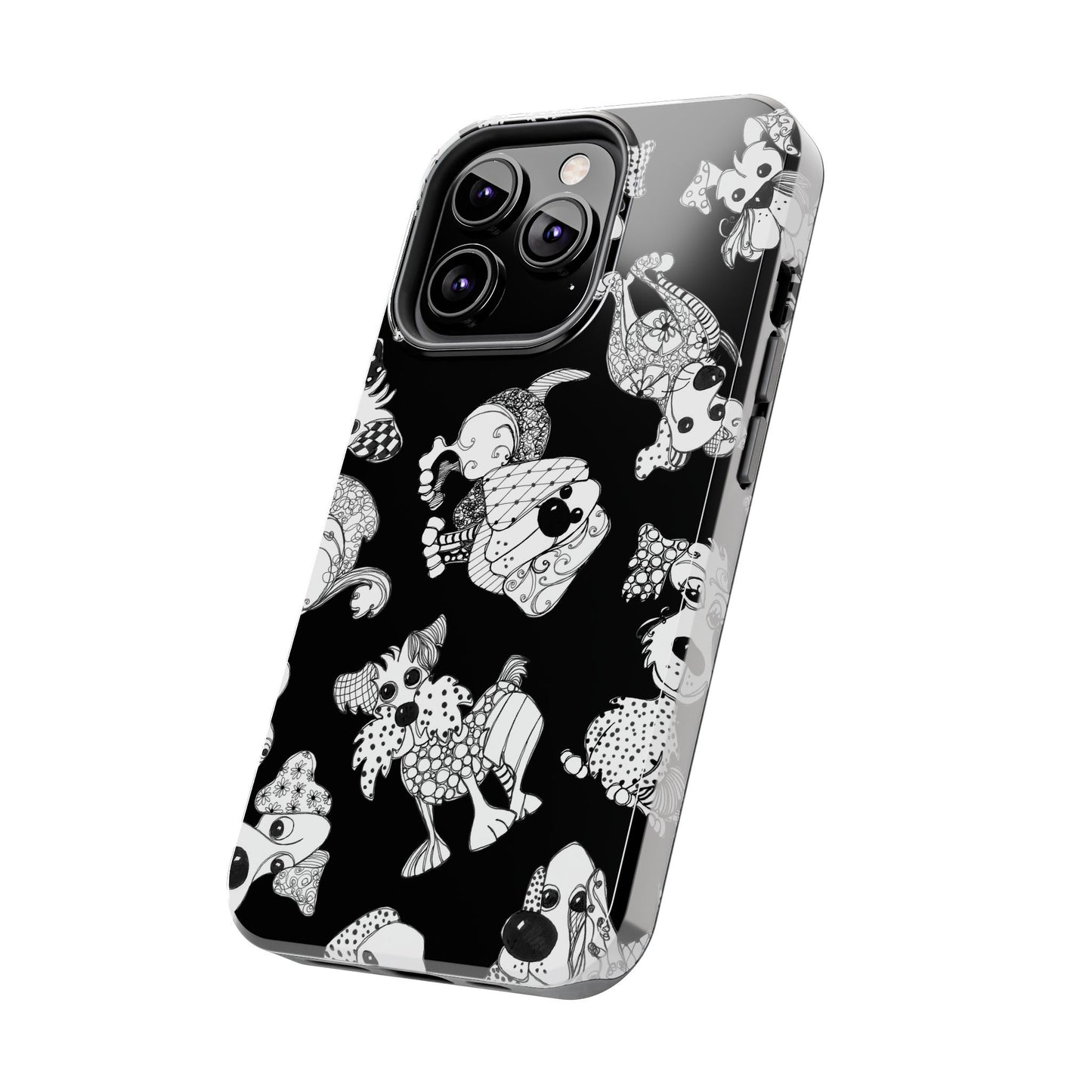 Doodle Dogs Black Phone Case
