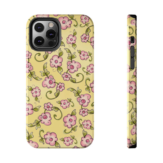 Scroll Daisies Yellow / Peach Phone Case