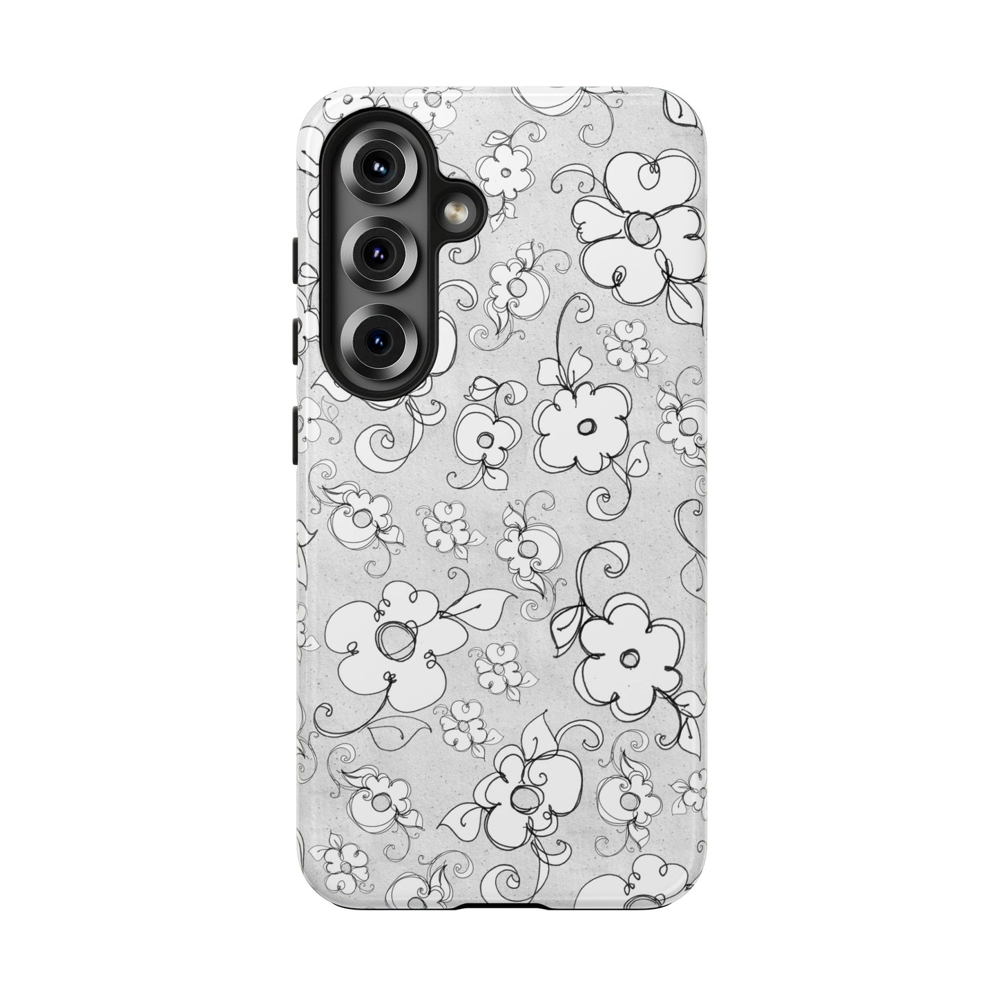 Lady Flowers Silver Phone Case