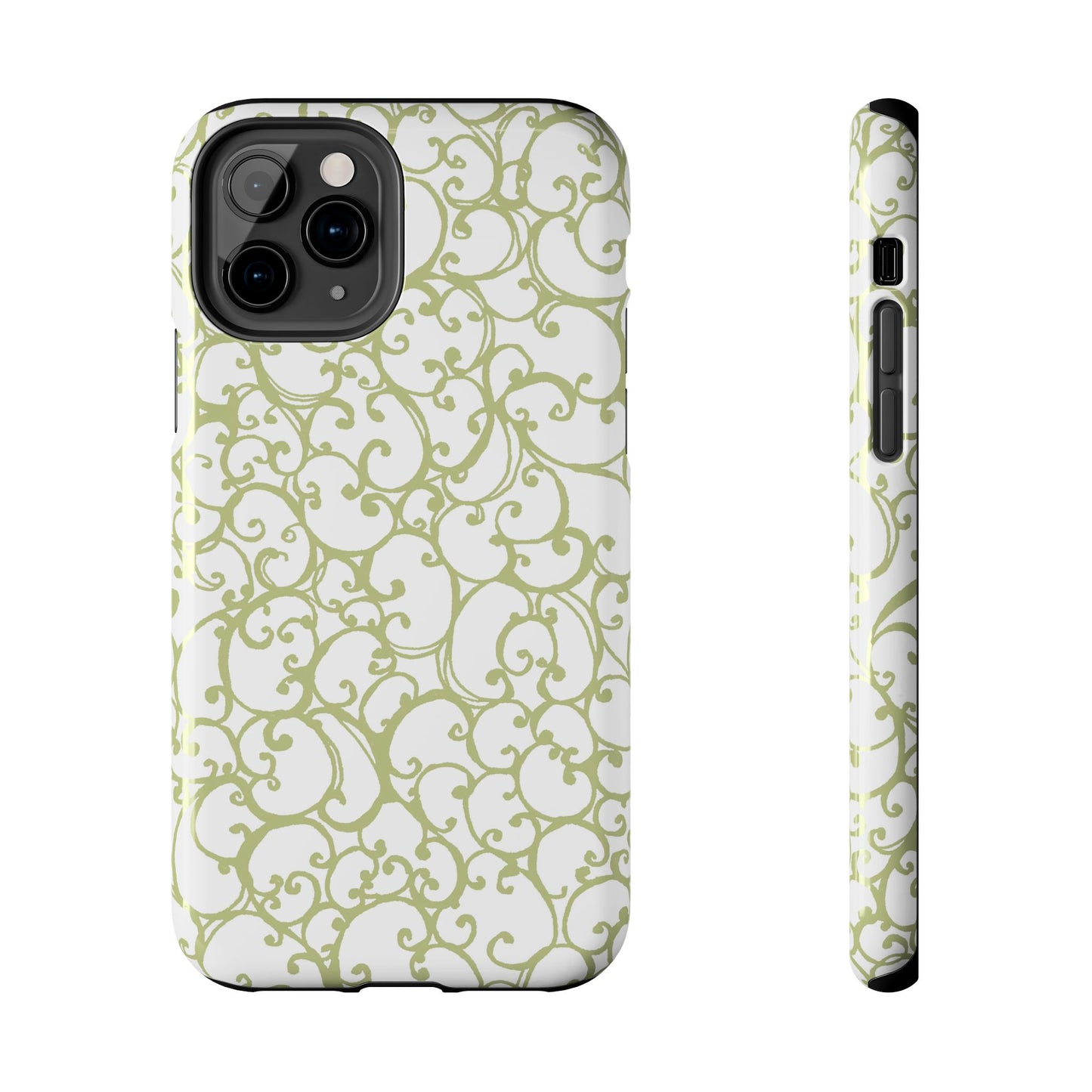 Scrollie White / Green Phone Case