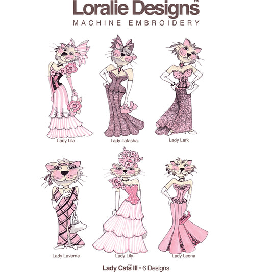Lady Cats 3 Machine Embroidery Design Collection - DOWNLOAD