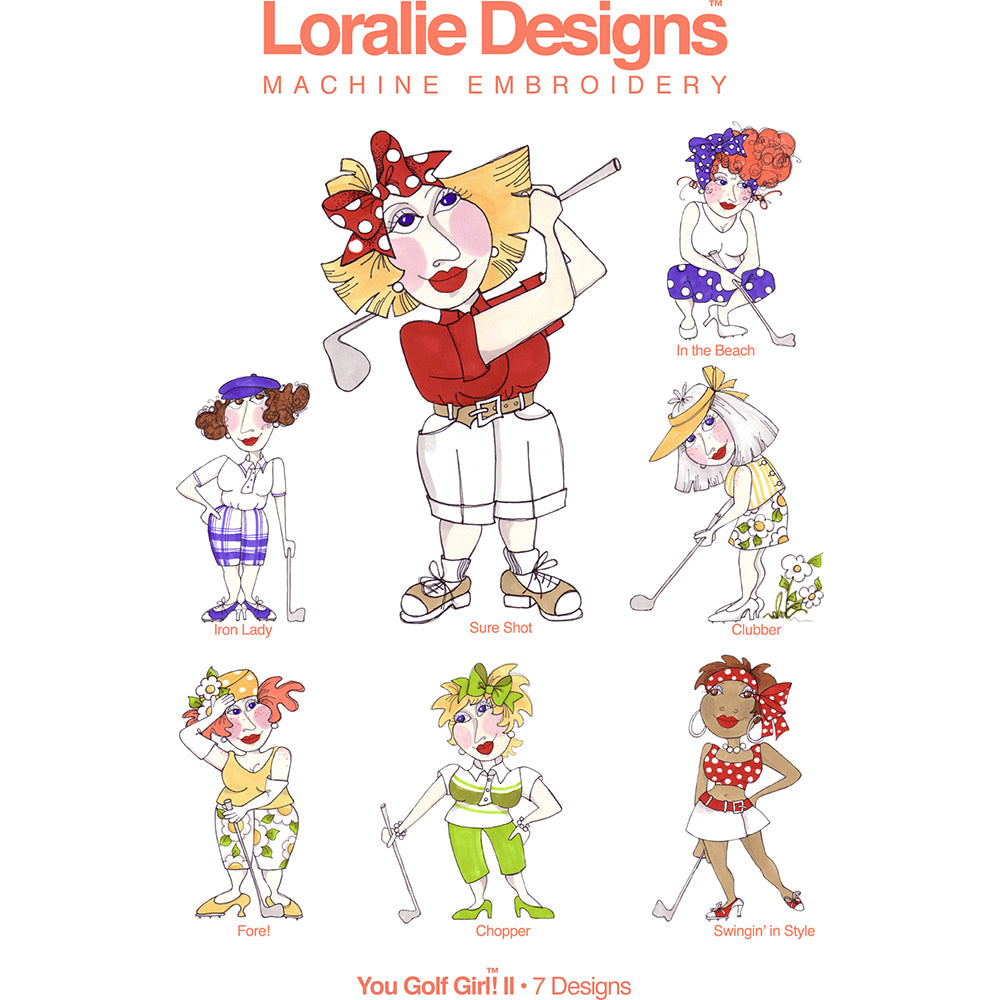You Golf Girl! 2 Machine Embroidery Design Collection - FLASH DRIVE