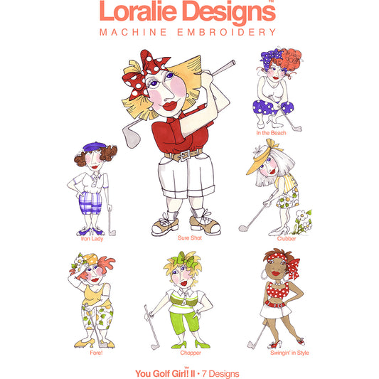 You Golf Girl! 2 Machine Embroidery Design Collection - FLASH DRIVE