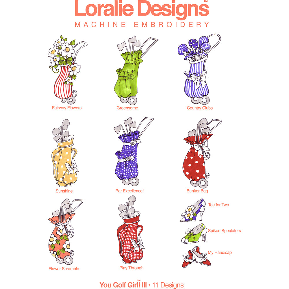 You Golf Girl! 3 Machine Embroidery Design Collection - FLASH DRIVE