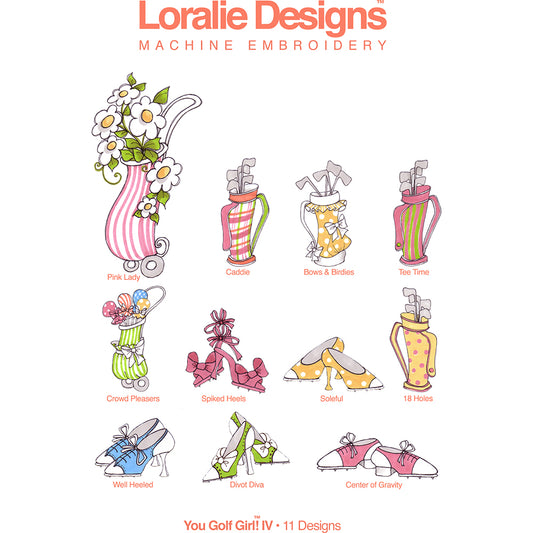 You Golf Girl! 4 Machine Embroidery Design Collection - FLASH DRIVE