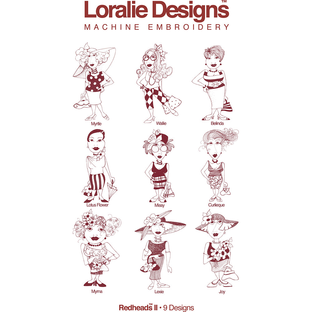 Redheads 2 Machine Embroidery Design Collection - FLASH DRIVE