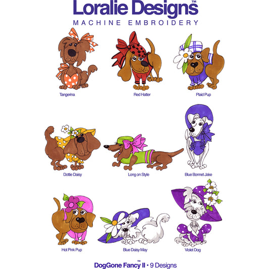 DogGone Fancy 2 Machine Embroidery Design Collection - FLASH DRIVE