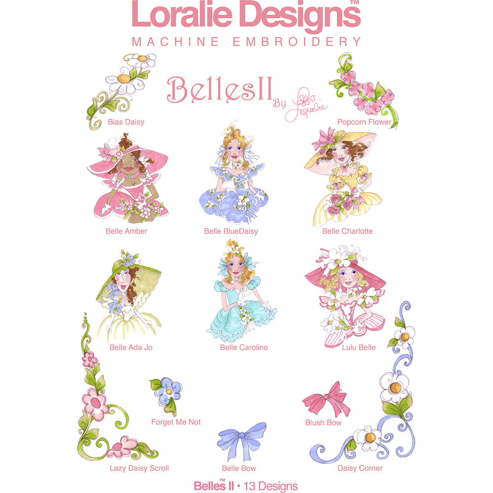 Belles 2 Machine Embroidery Design Collection - FLASH DRIVE