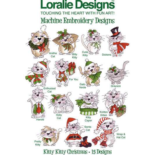 Kitty Kitty Christmas Machine Embroidery Design Collection - FLASH DRIVE