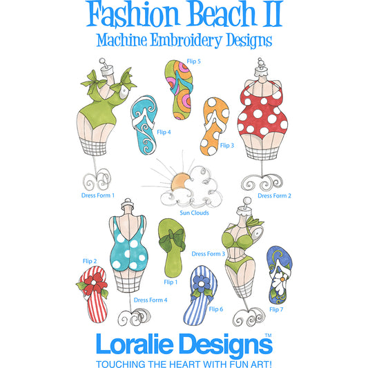 Fashion Beach 2 Machine Embroidery Design Collection - FLASH DRIVE