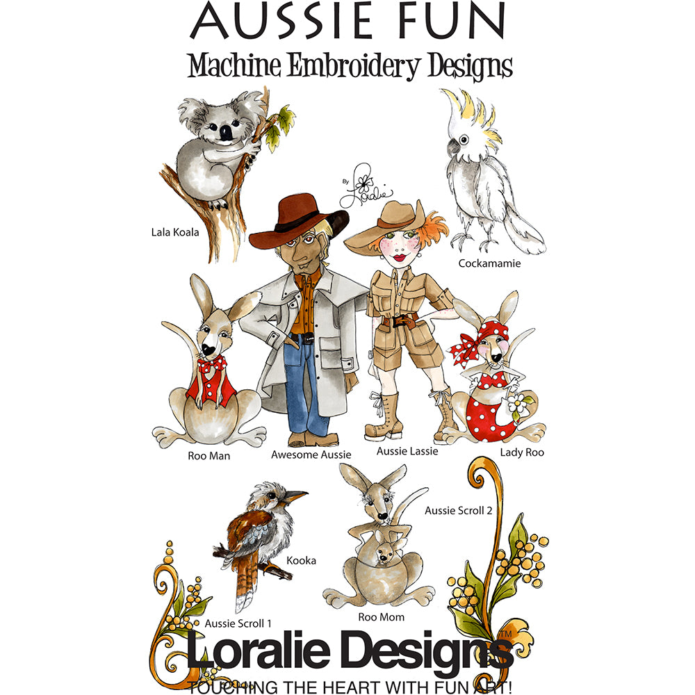 Aussie Fun Machine Embroidery Design Collection - FLASH DRIVE