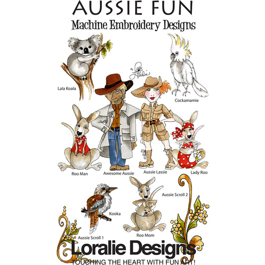 Aussie Fun Machine Embroidery Design Collection - FLASH DRIVE