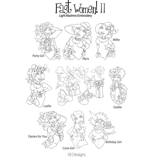 Fast Women! 2  Machine Embroidery Design Collection - FLASH DRIVE