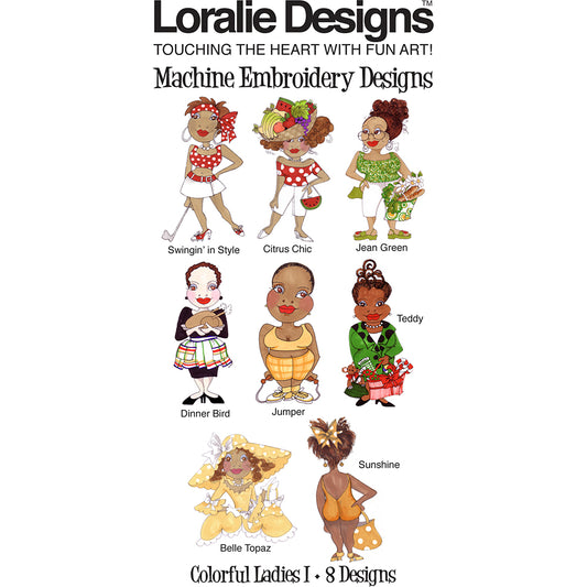 Colorful Ladies 1 Machine Embroidery Design Collection - FLASH DRIVE