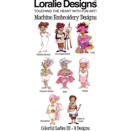 Colorful Ladies 3 Machine Embroidery Design Collection - FLASH DRIVE