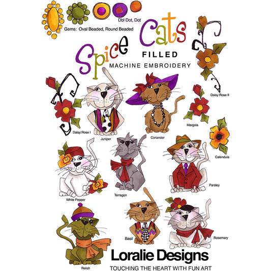 Spice Cats Filled Machine Embroidery Design Collection - FLASH DRIVE