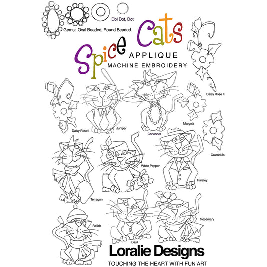 Spice Cats Applique Machine Embroidery Design Collection - FLASH DRIVE