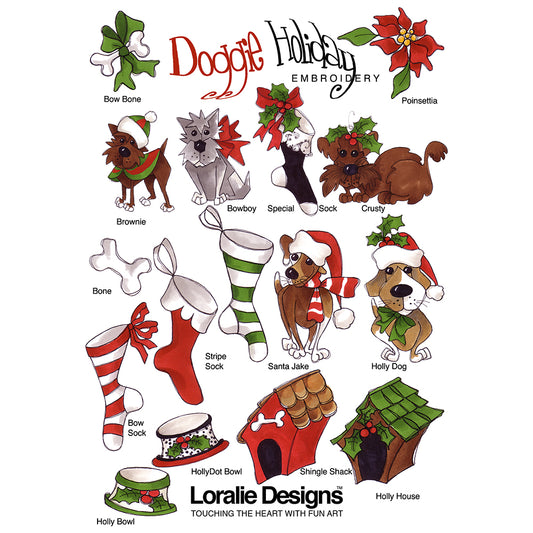 Doggie Holiday Machine Embroidery Design Collection - FLASH DRIVE