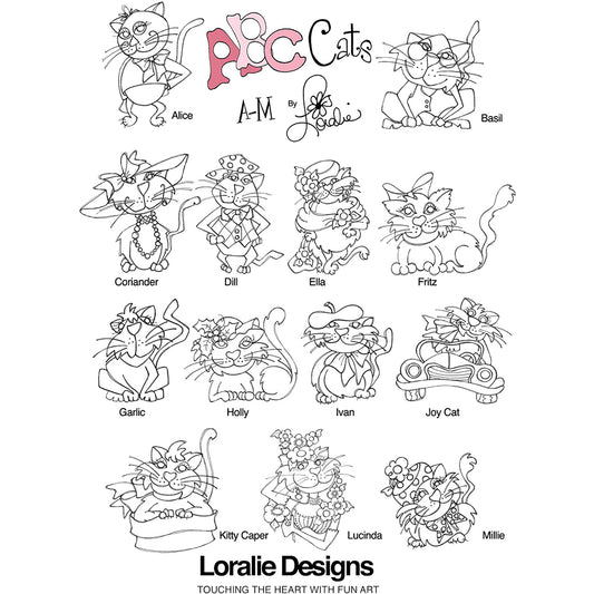 ABC Cats A-M Machine Embroidery Design Collection - FLASH DRIVE