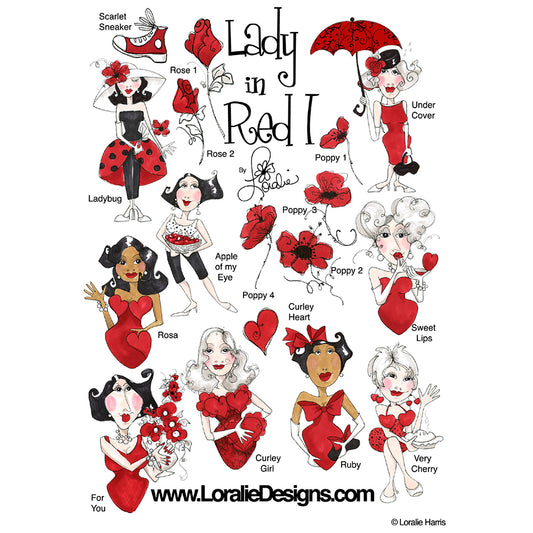 Lady in Red 1 Machine Embroidery Design Collection - FLASH DRIVE