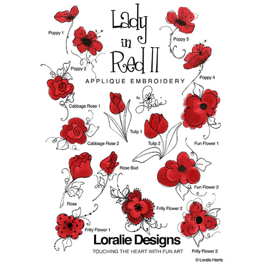 Lady in Red 2 Machine Embroidery Design Collection - FLASH DRIVE