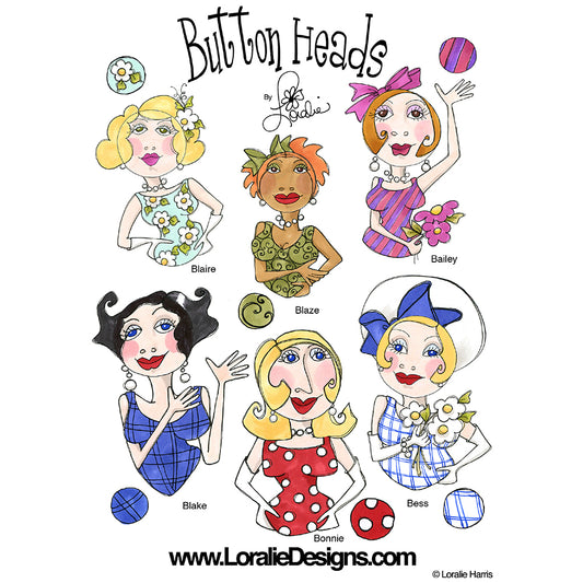 Button Heads 1 Machine Embroidery Design Collection - FLASH DRIVE