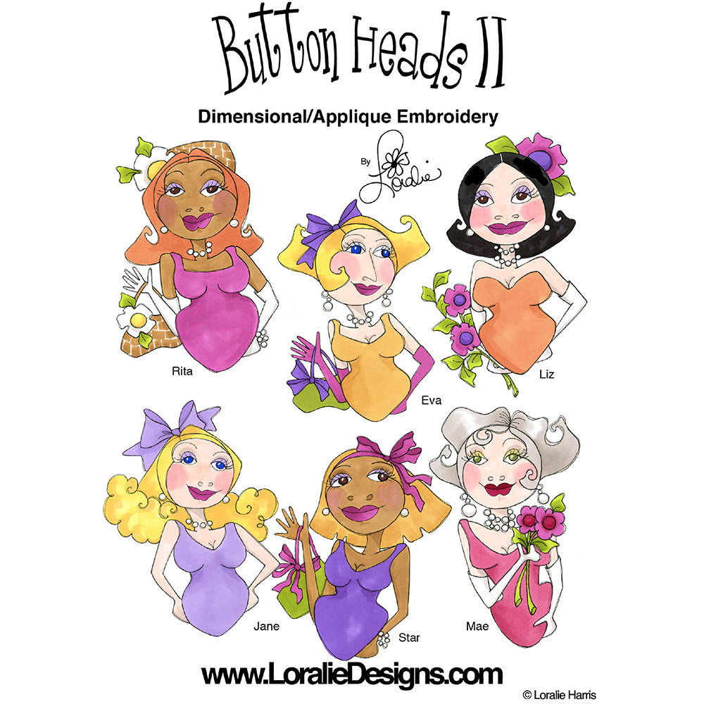 Button Heads 2 Machine Embroidery Design Collection - FLASH DRIVE