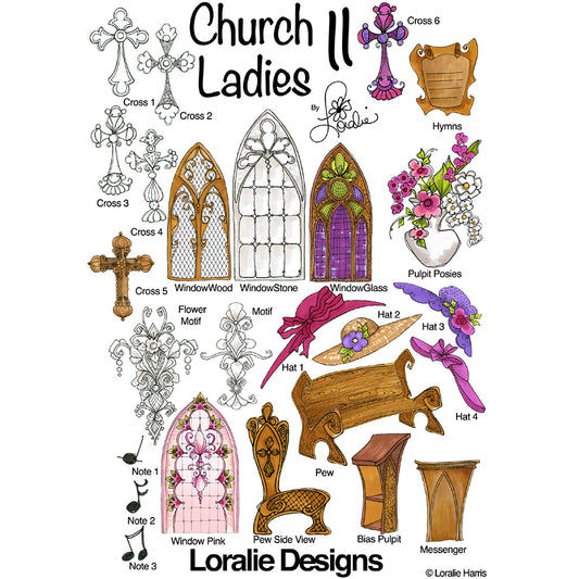 Church Ladies 2 Machine Embroidery Design Collection - FLASH DRIVE