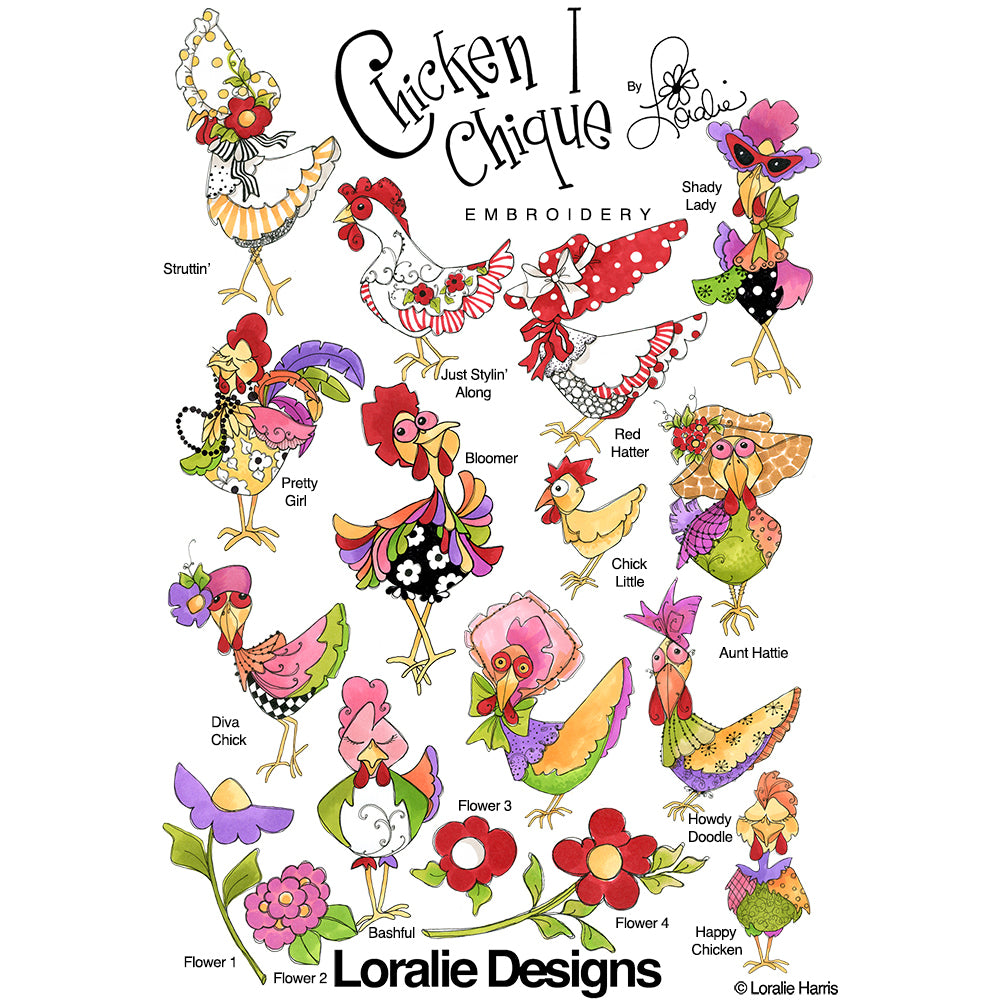 Chicken Chique 1 Machine Embroidery Design Collection - FLASH DRIVE