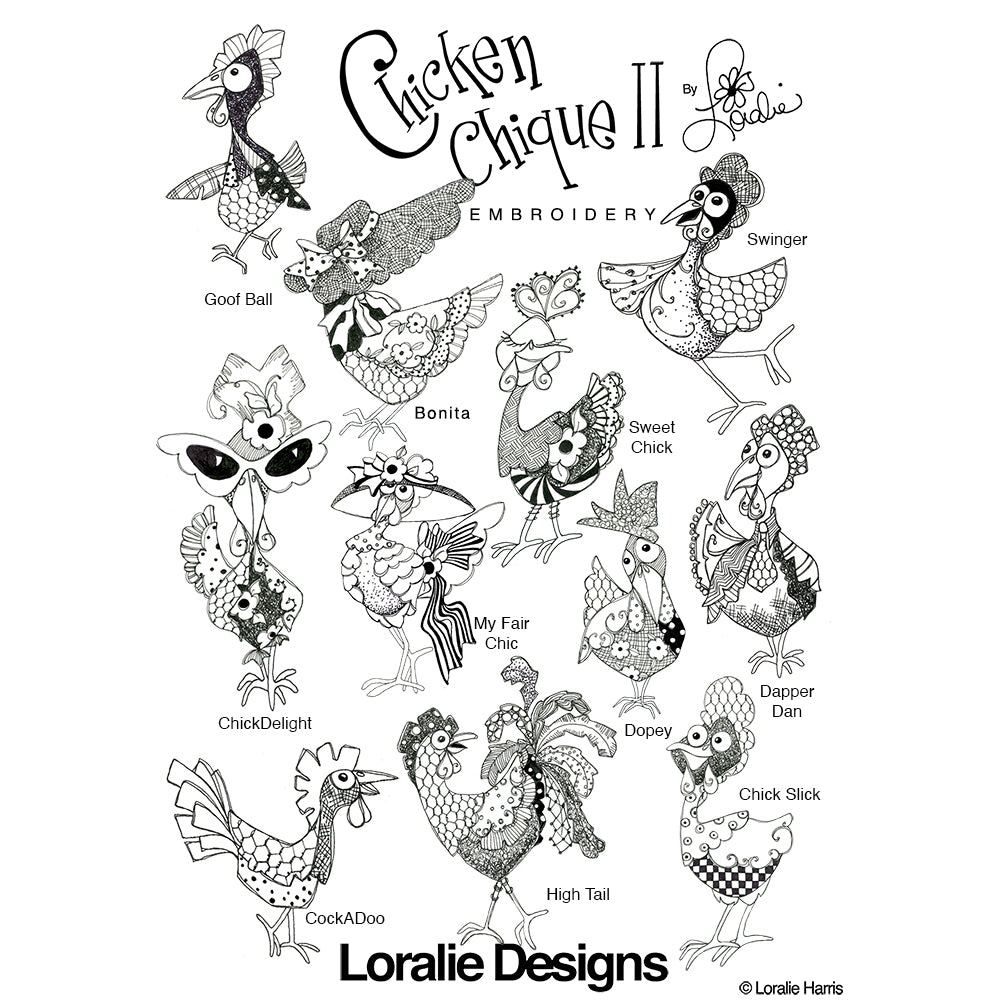 Chicken Chique 2 Machine Embroidery Design Collection - FLASH DRIVE