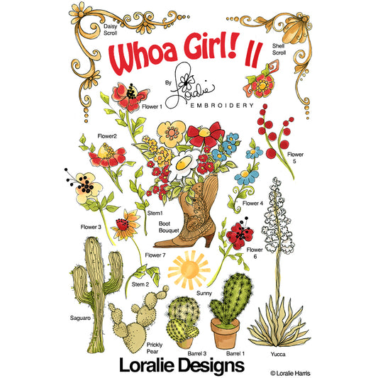 Whoa Girl! 2 Machine Embroidery Design Collection - FLASH DRIVE