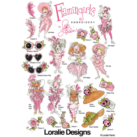 Flamingirls Machine Embroidery Design Collection - FLASH DRIVE