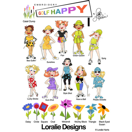 Golf Happy! 1 Machine Embroidery Design Collection - FLASH DRIVE