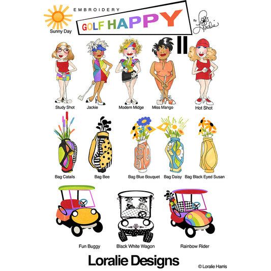 Golf Happy! 2 Machine Embroidery Design Collection - FLASH DRIVE